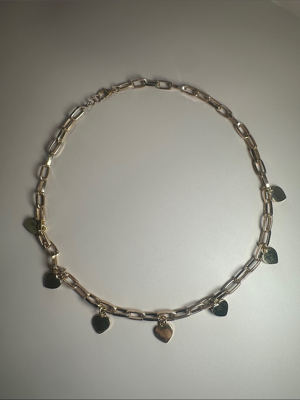 Gold Heart Charm Link Necklace - Women Jewelry - Picture 2 of 2